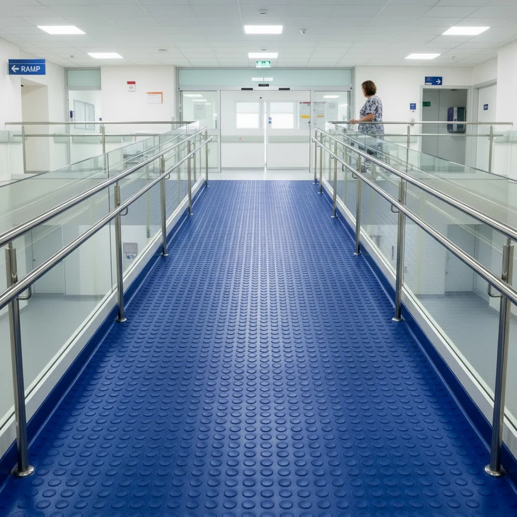 Piso tráfico pesado tachón azul rey