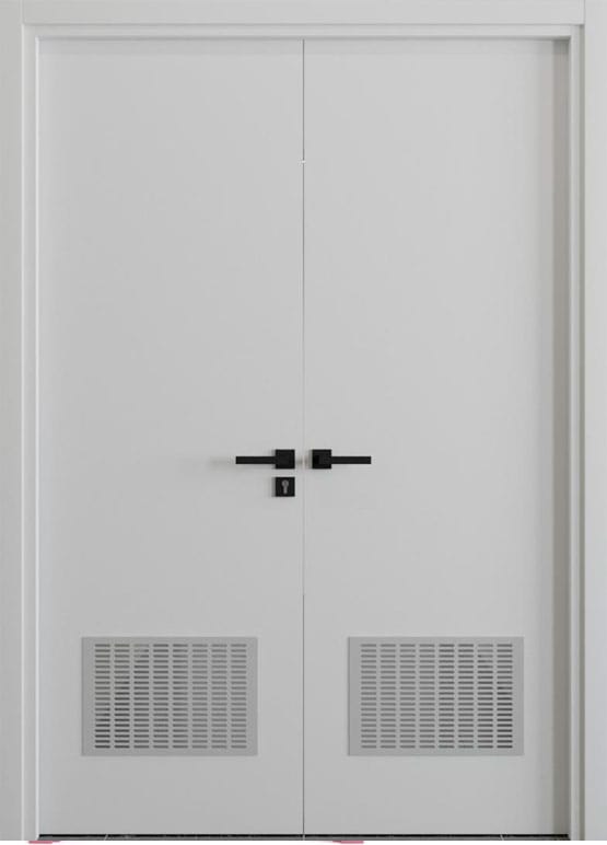 Modelo doble hoja con rejilla de
ventilación (traslape entre puertas o
tapa luz)